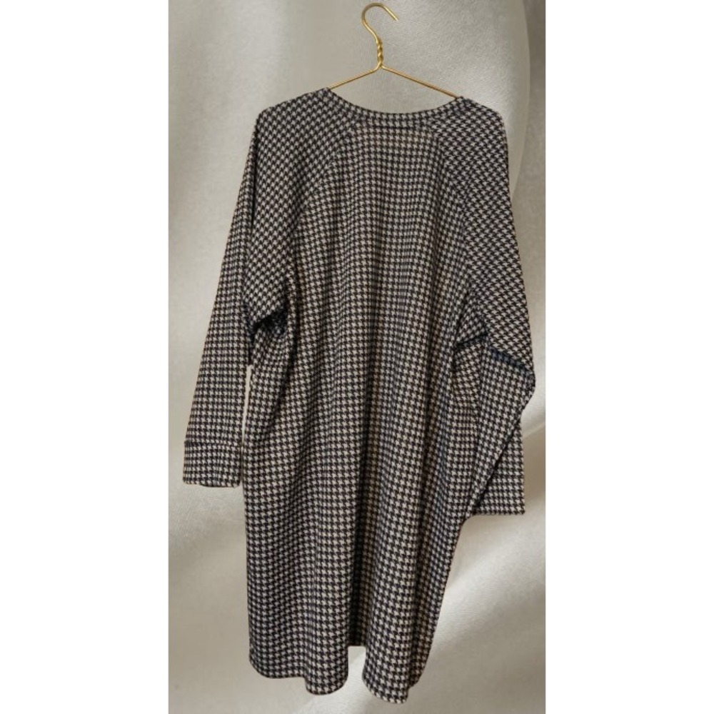 Tommy Hilfiger Houndstooth Dress 3X Gold Buttons 3/4 Sleeve A-Line Navy White - Picture 4 of 8